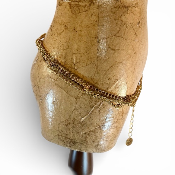 Vintage Chain Belt with coin, Triple Twisted-knotted Bohemian Hippie Gold tone - Picture 4 of 10